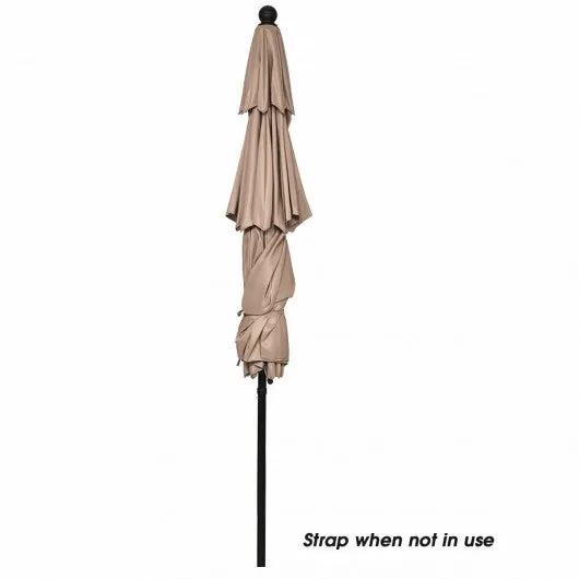 10ft 3 Tier Patio Umbrella Aluminum Sunshade Shelter Double Vented-Beige