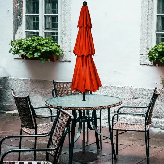 10ft 3 Tier Patio Umbrella Aluminum Sunshade Shelter Double Vented-Red