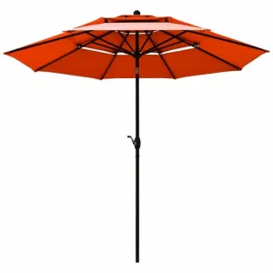 10ft 3 Tier Patio Umbrella Aluminum Sunshade Shelter Double Vented-Red