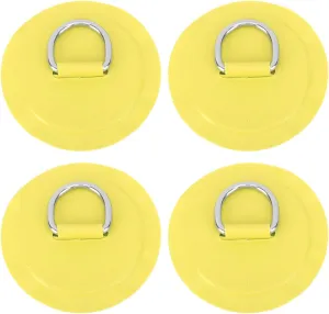 4pcs Yellow Lightweight PVC D Ring Patches for Inflatable Boat, Surfboard & Stand Up Paddleboard (SUP)