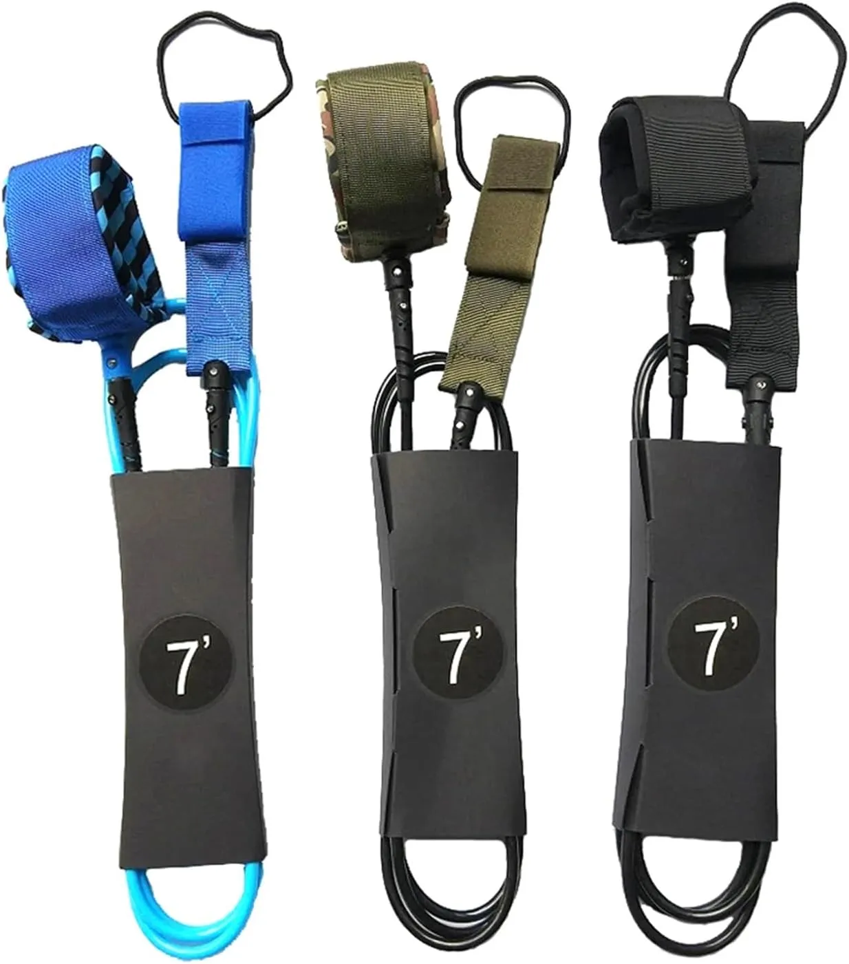 6/7/9FT Surf Leash SUP-Leash Surf Leg Rope Surfboard Leash Stainless Swivels Inflatable Paddle Board Longboard Rope (Color : 7mm9ft Army Green, Size : 1)