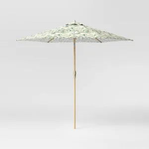 9' Round Outdoor Patio Market Umbrella Cavendish Canary with Light Wood Pole - Threshold