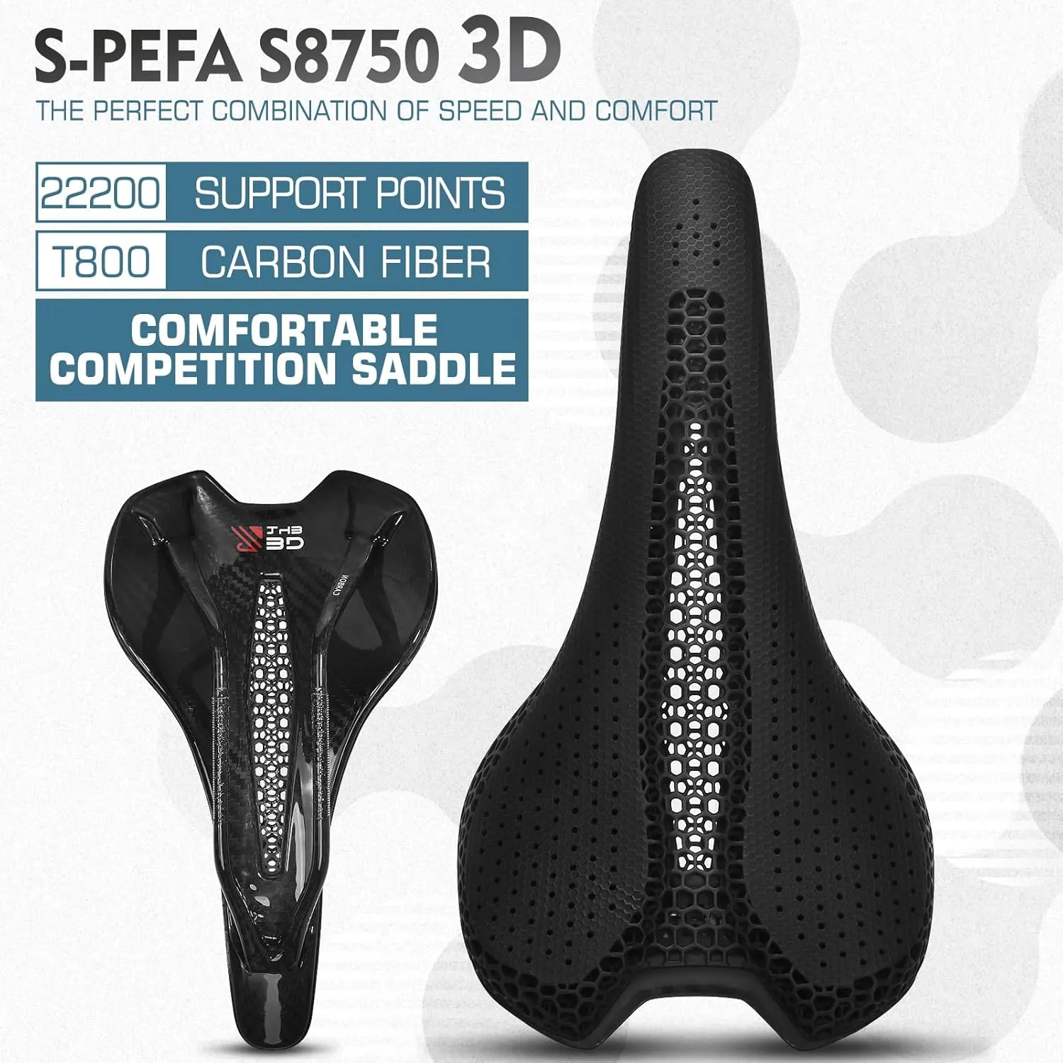 BUCKLOS 3D Printed Bike Saddle Road Bike Mountain Bike Seat CushionFull Carbon Fiber Mountain Bike Bicycle Saddle - Support Road MTB BMX and Gravel Bike