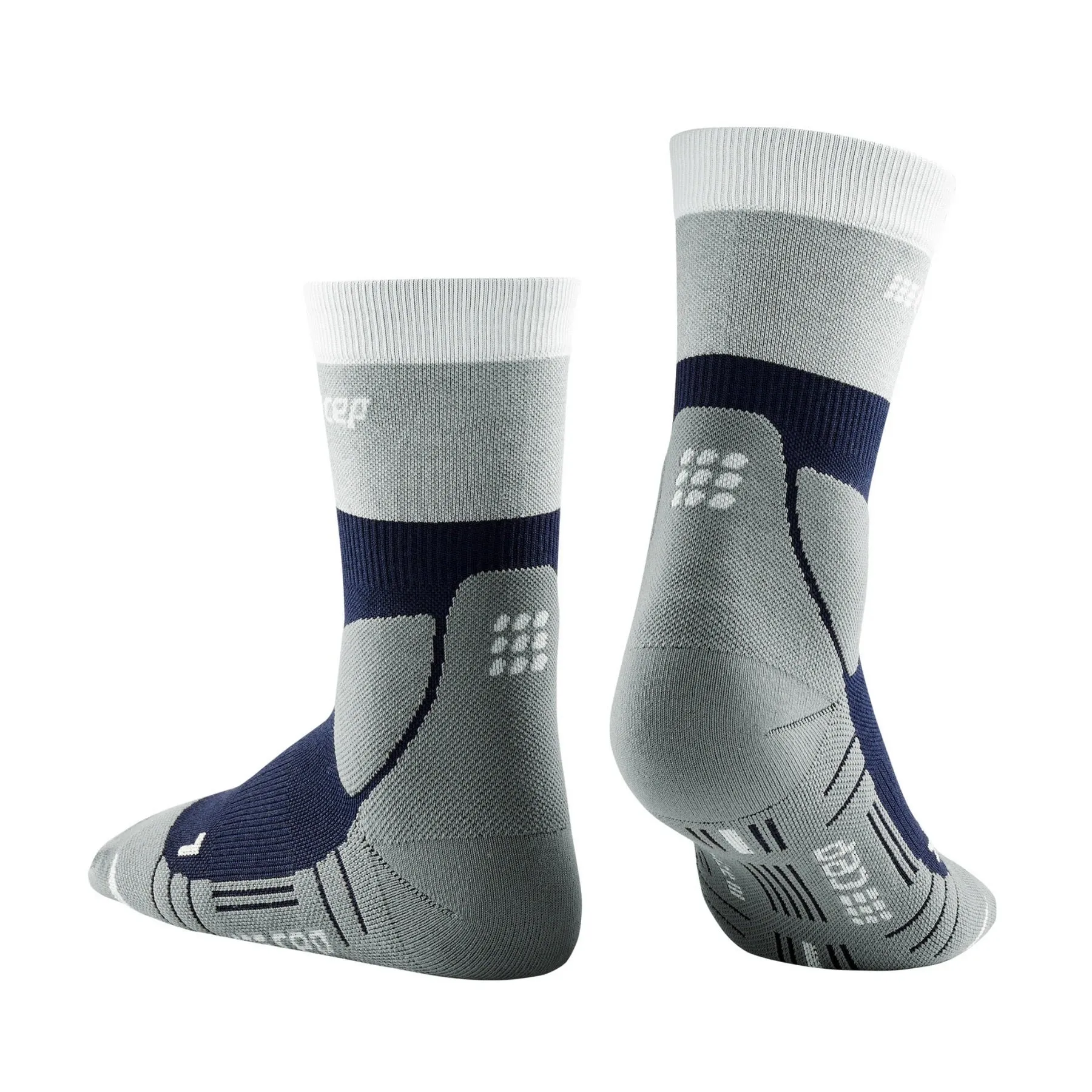 CEP | Hiking Light Merino Mid Cut Compression Socks | Women's | Marine Blue/Grey
