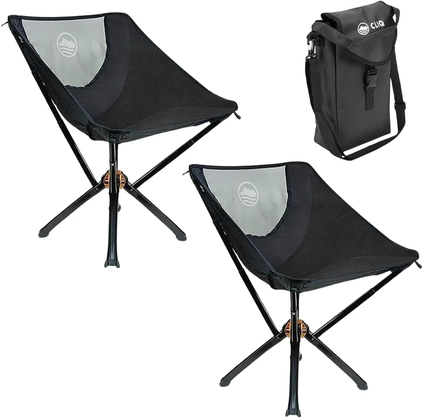 CLIQ Portable Chair - Lightweight Folding Chair for Camping - Supports 300 Lbs - Perfect for Outdoor Adventures - Black Bundle