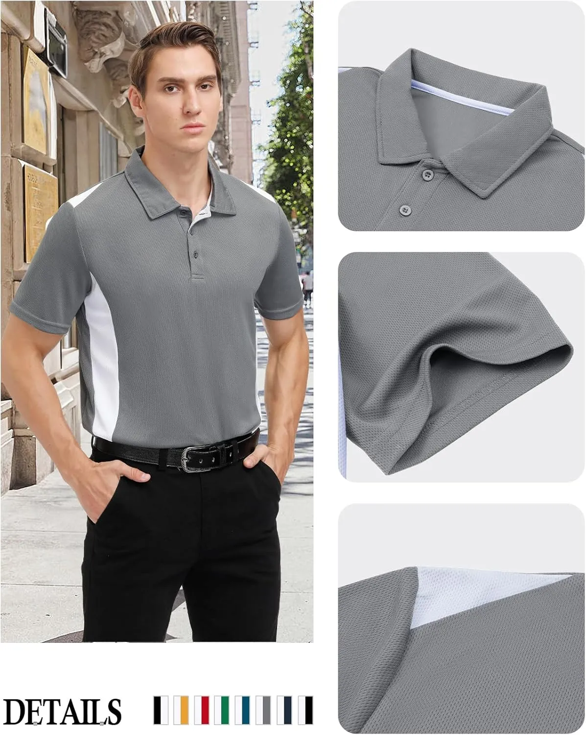 Corna Men's Big and Tall Golf Polo Shirts Moisture Wicking Performance Dry Fit Collared Shirts for Men L-6XL