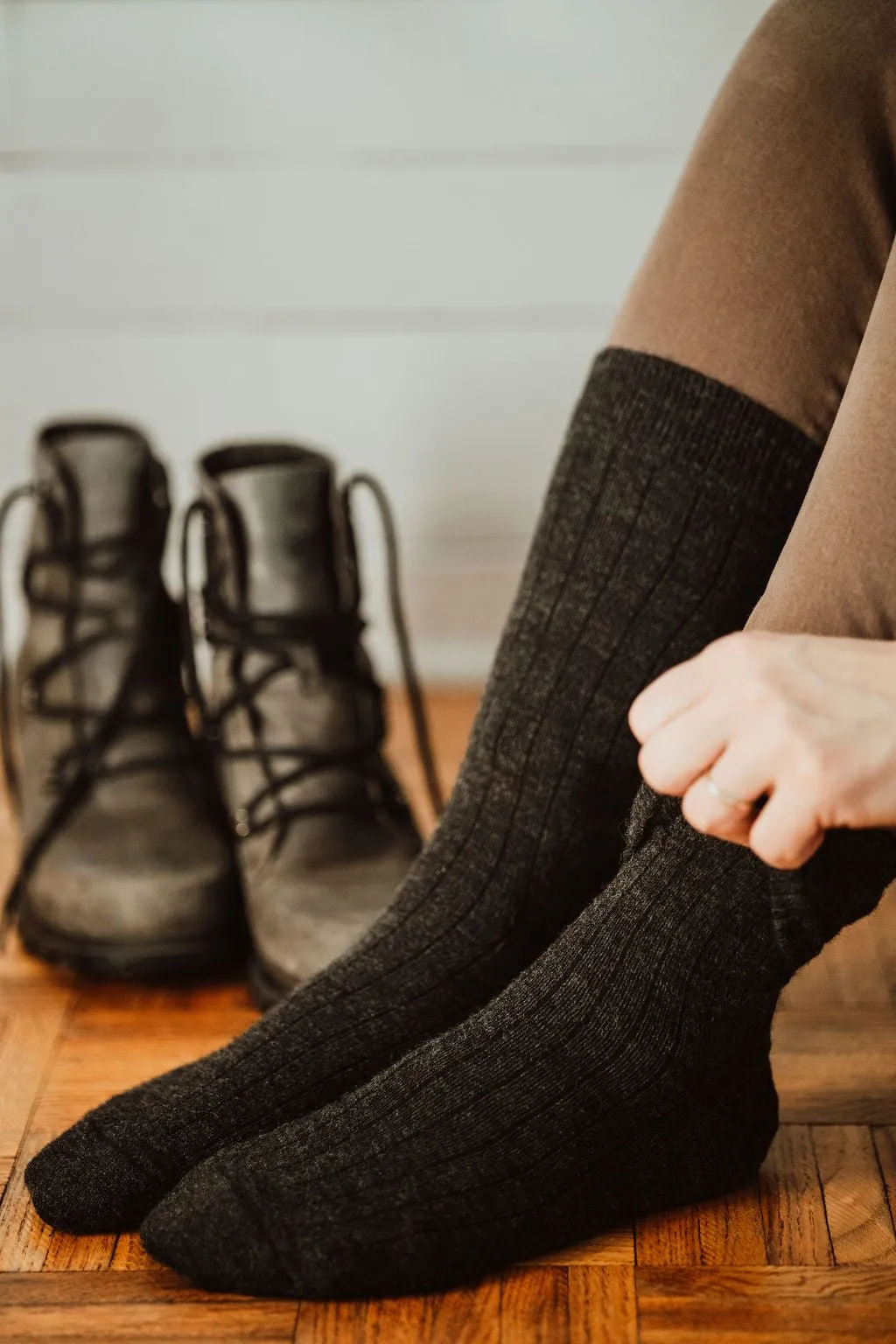 Grey Alpaca Socks: Small