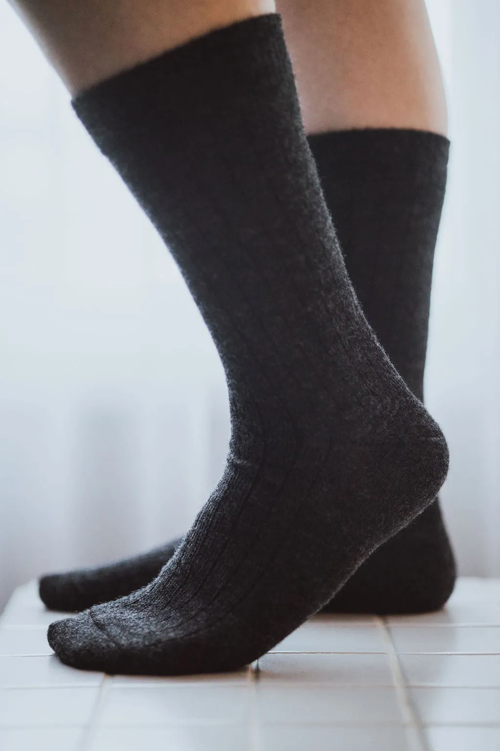 Grey Alpaca Socks: Small