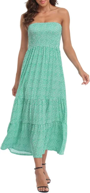 HDE Women's Strapless Maxi Dress Plus Size Tube Top Long Skirt Sundress Cover Up