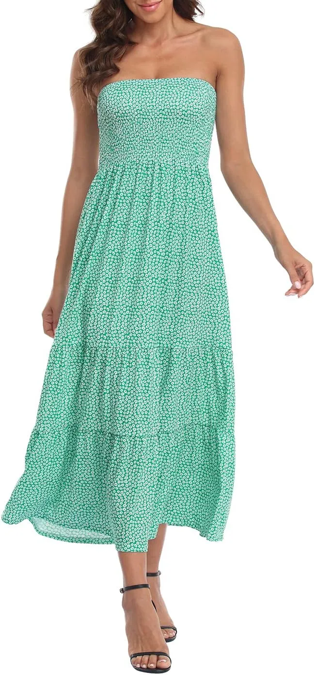 HDE Women's Strapless Maxi Dress Plus Size Tube Top Long Skirt Sundress Cover Up