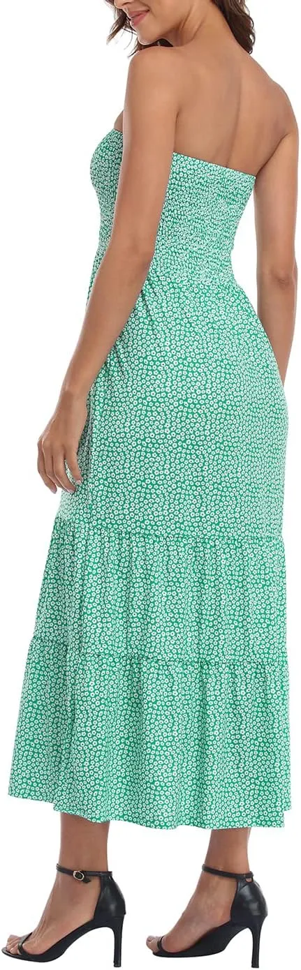 HDE Women's Strapless Maxi Dress Plus Size Tube Top Long Skirt Sundress Cover Up