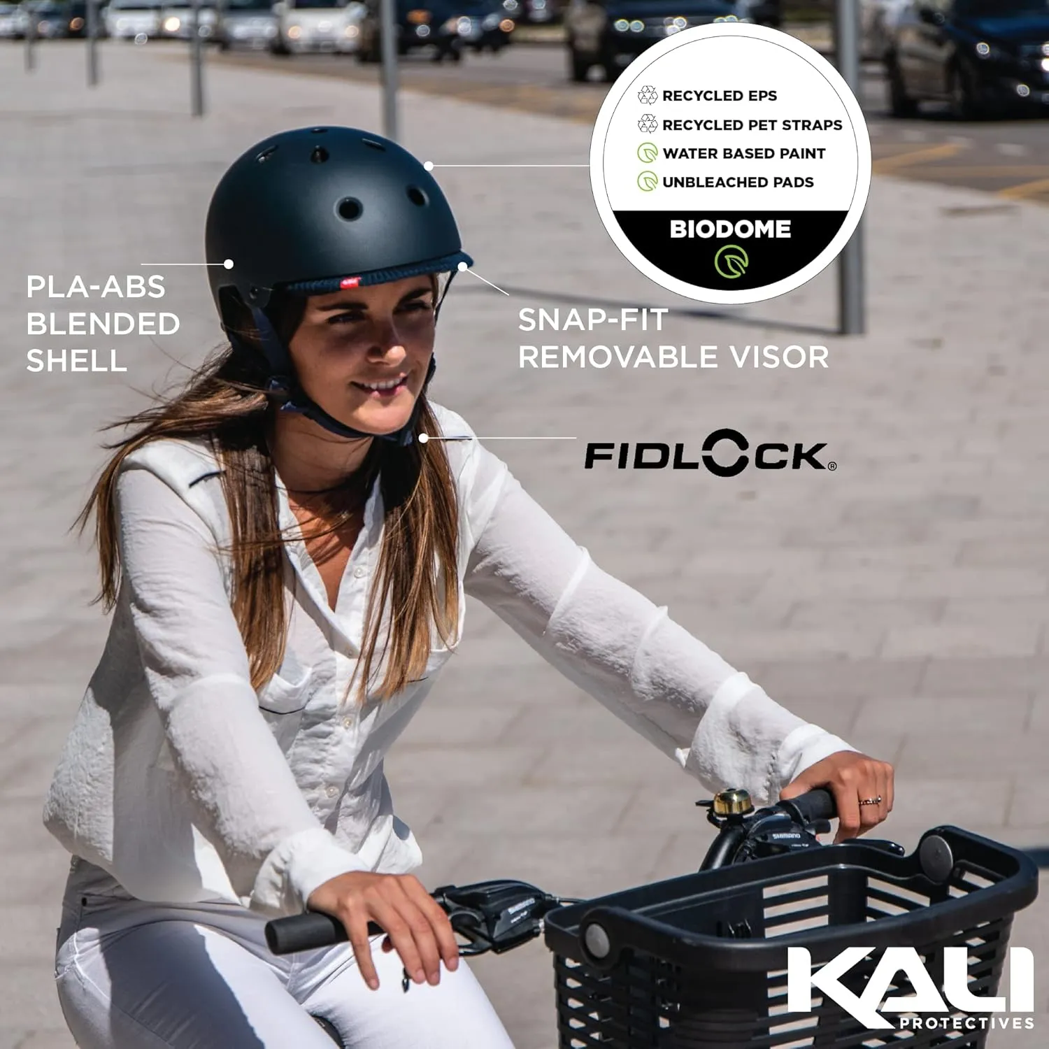 Kali Protectives Saha Cycling Helmets for Adults - Mountain Bike Helmet with Bio-Dome Construction; Helmet with Fidlock Snap Buckle; Snap-Fit Removable Visor, and Locking Sliders
