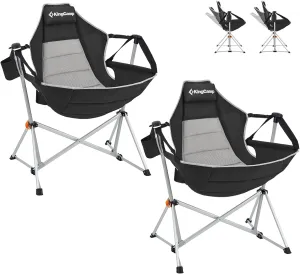 KingCamp Hammock Chair with Footrest, Swinging Portable Folding Camping Chairs for Adults 400lbs Heavy Duty Foldable Oversized Rocker with Cup Holder Pillow for Outdoor Beach Patio Sport Lawn