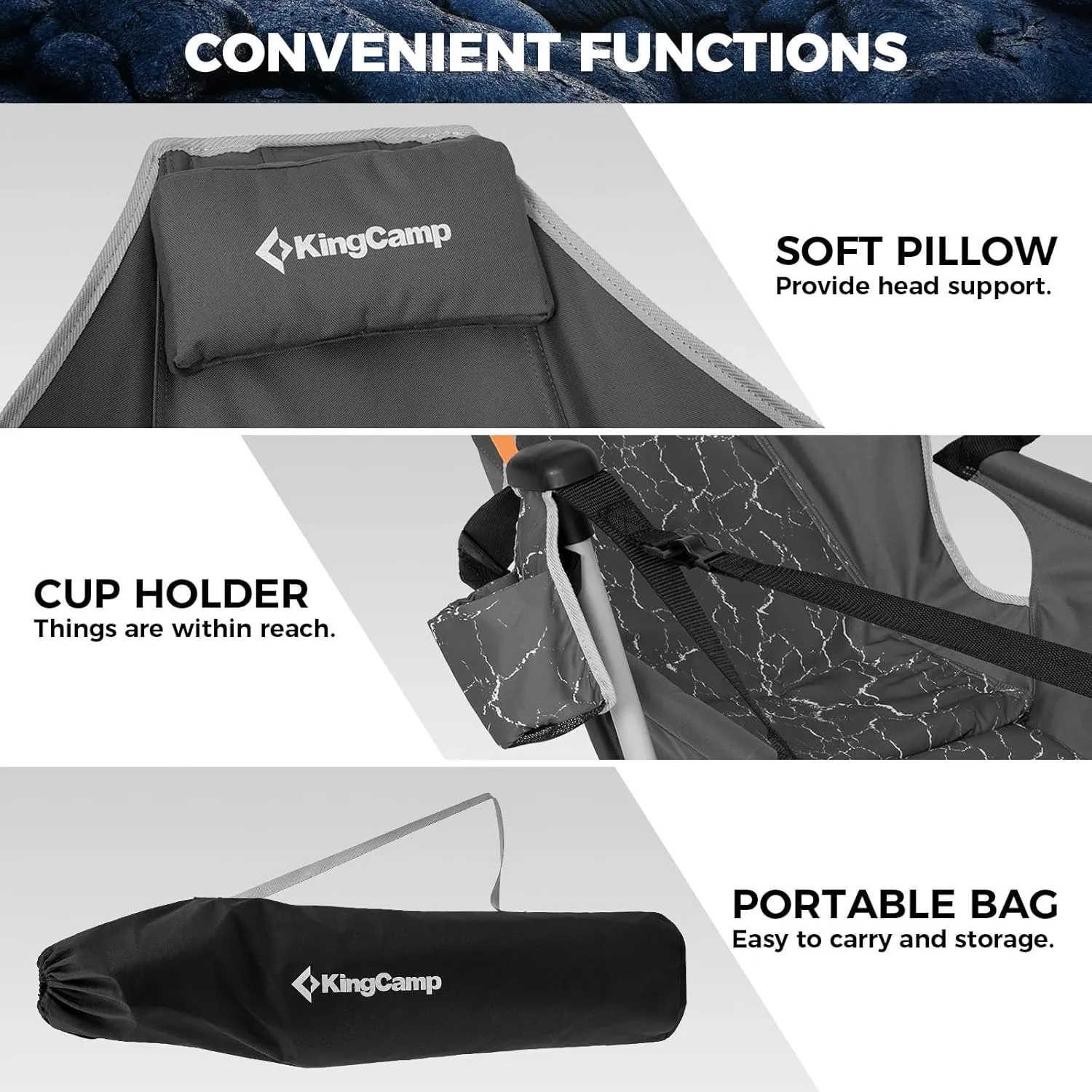 KingCamp Hammock Chair with Footrest, Swinging Portable Folding Camping Chairs for Adults 400lbs Heavy Duty Foldable Oversized Rocker with Cup Holder Pillow for Outdoor Beach Patio Sport Lawn