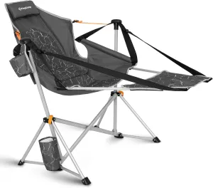 KingCamp Hammock Chair with Footrest, Swinging Portable Folding Camping Chairs for Adults 400lbs Heavy Duty Foldable Oversized Rocker with Cup Holder Pillow for Outdoor Beach Patio Sport Lawn
