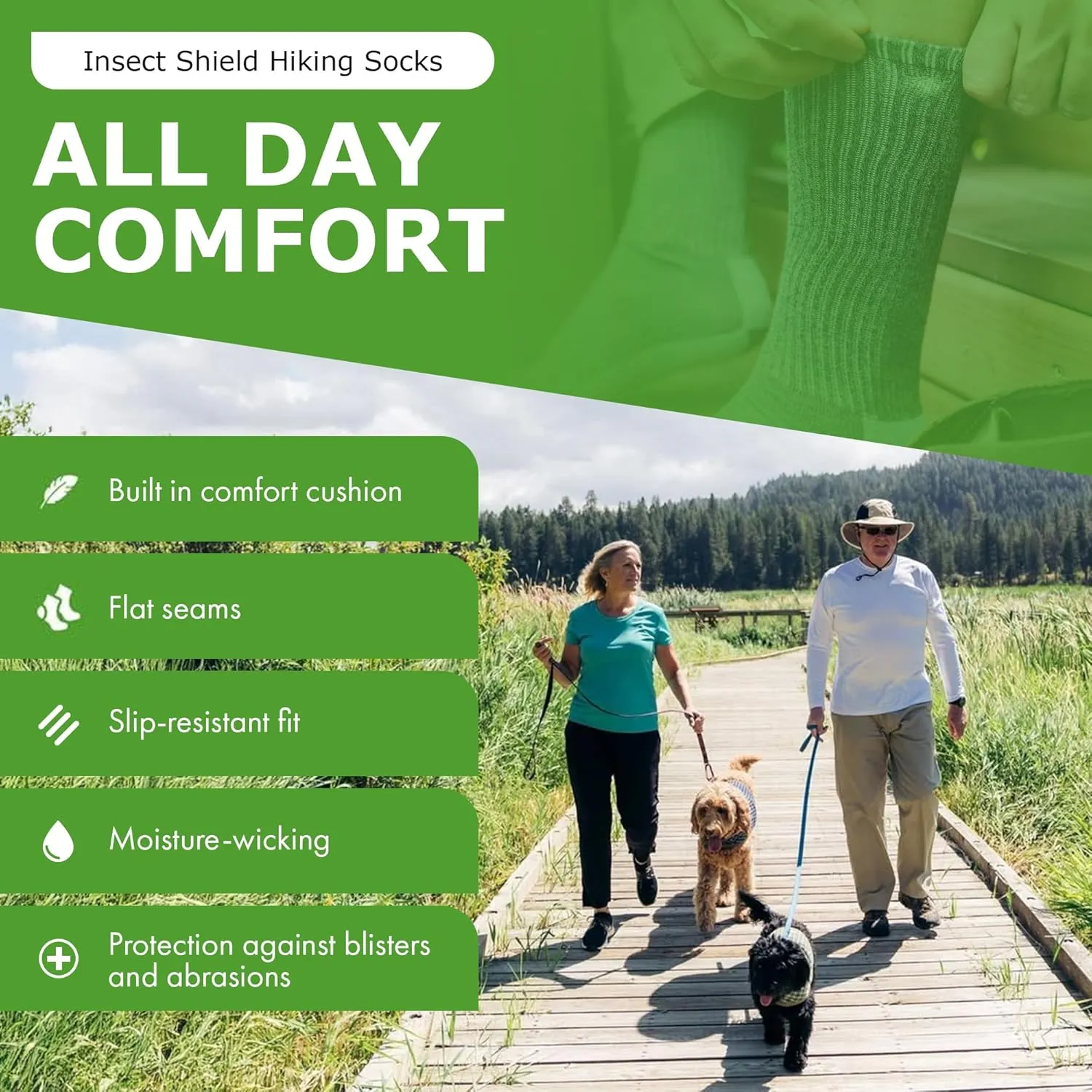 Lightweight Hiking Socks With Permethrin Bug Repellant - Protective Clothing for Men & Women