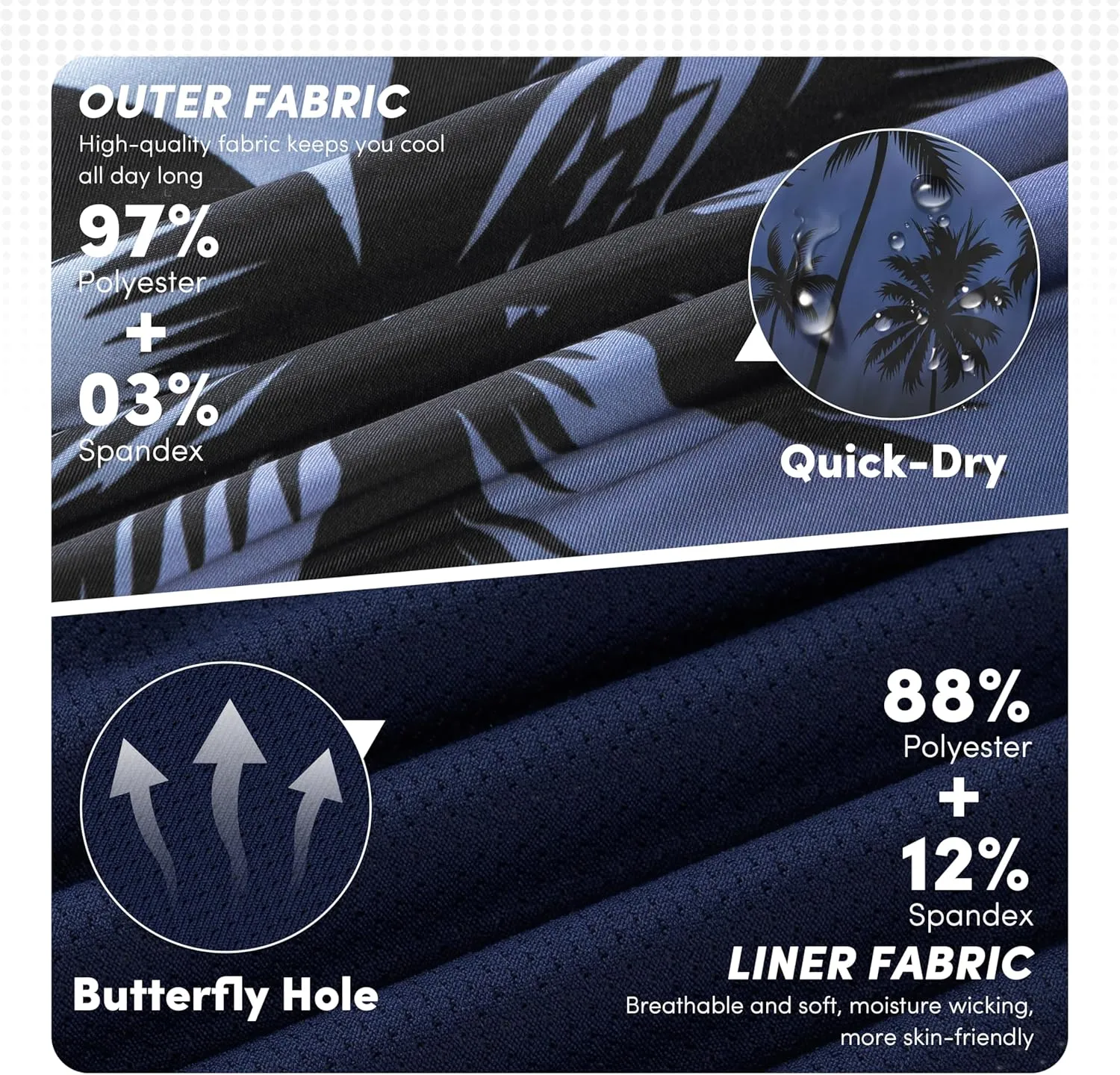 Men Swim Trunks with Compresssion Liner 7 Inch Inseam Board Shorts 2-in-1 Bathing Suit with Zipper Pockets