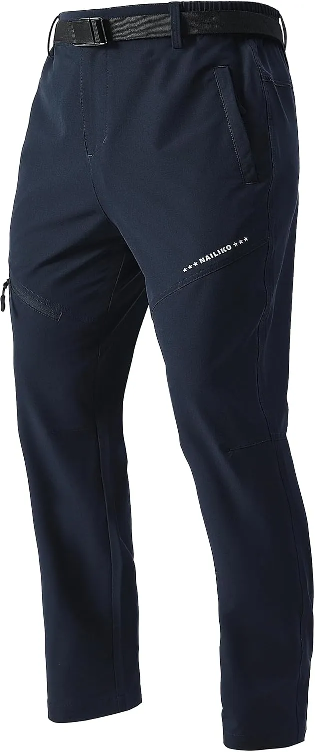 Men's Lightweight Hiking Pants Quick-Dry Waterproof Outdoor Cargo Pants with Stretchable Waist
