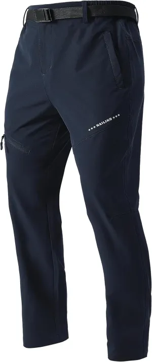 Men's Lightweight Hiking Pants Quick-Dry Waterproof Outdoor Cargo Pants with Stretchable Waist