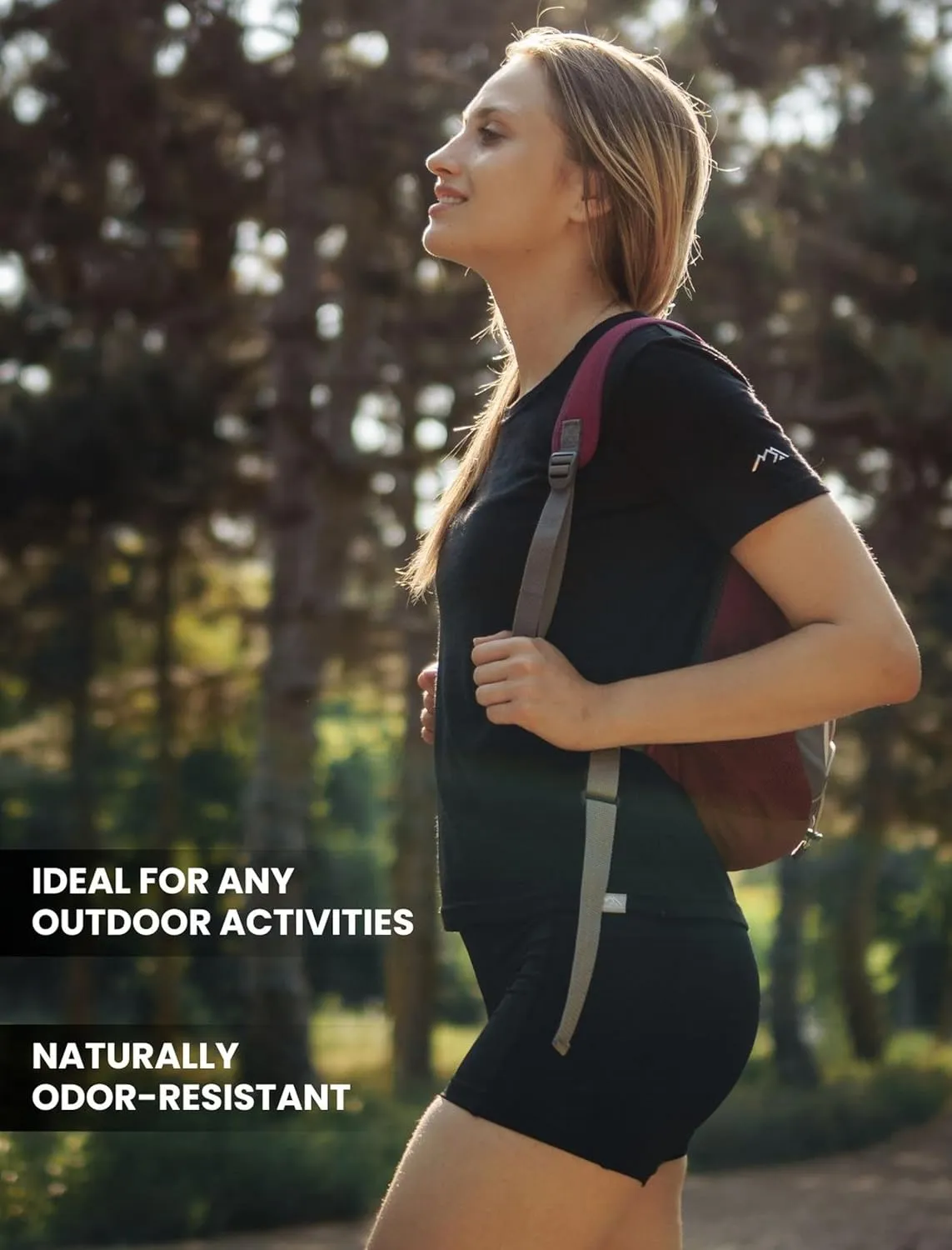 Merino.tech Merino Wool T Shirt Women - 100% Merino Wool Base Layer Women Short Sleeve Moisture-Wicking Tee and Hiking Socks