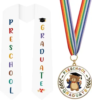 Metal Graduation Medal with Graduation Honor Stole Sash, Grad Award Medals with Lightweight Neck Ribbon, Grad Gift Party Favor Supplies