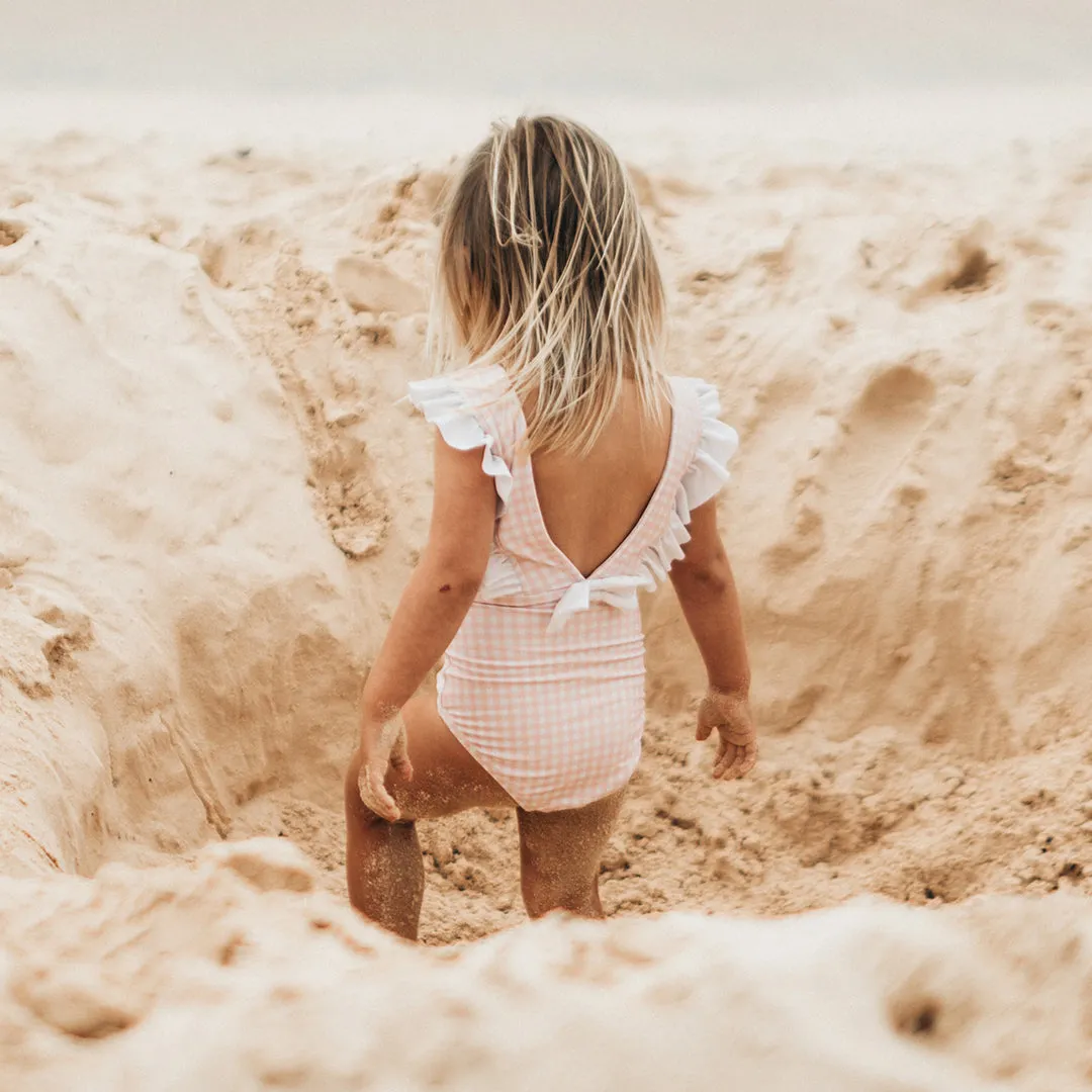Mini Ruffle One-Piece, Pink Check
