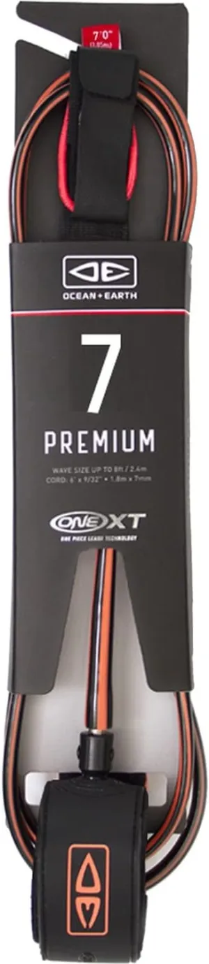 Ocean & Earth One XT Premium Coral Surfboard Leash - 7'