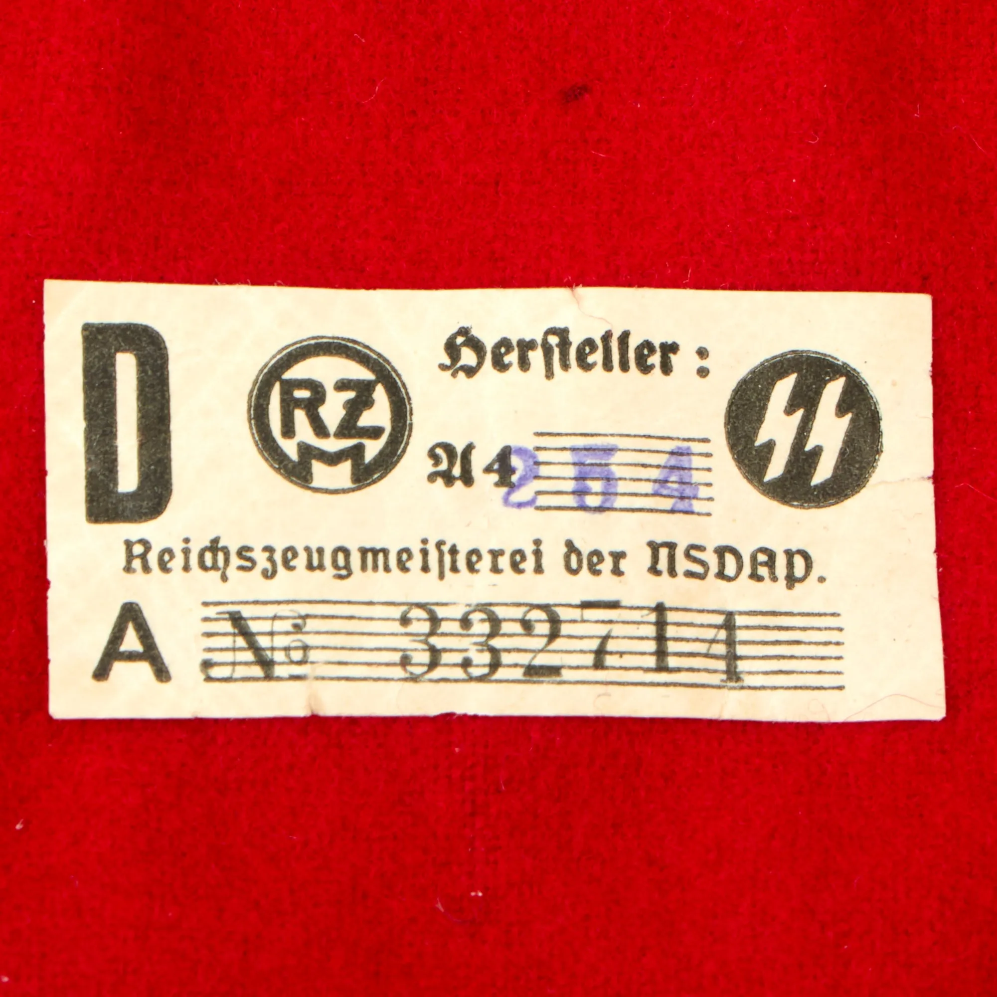 Original German WWII SS Member's Wool & Rayon Multi-Piece Armband with Paper SS RZM Tag