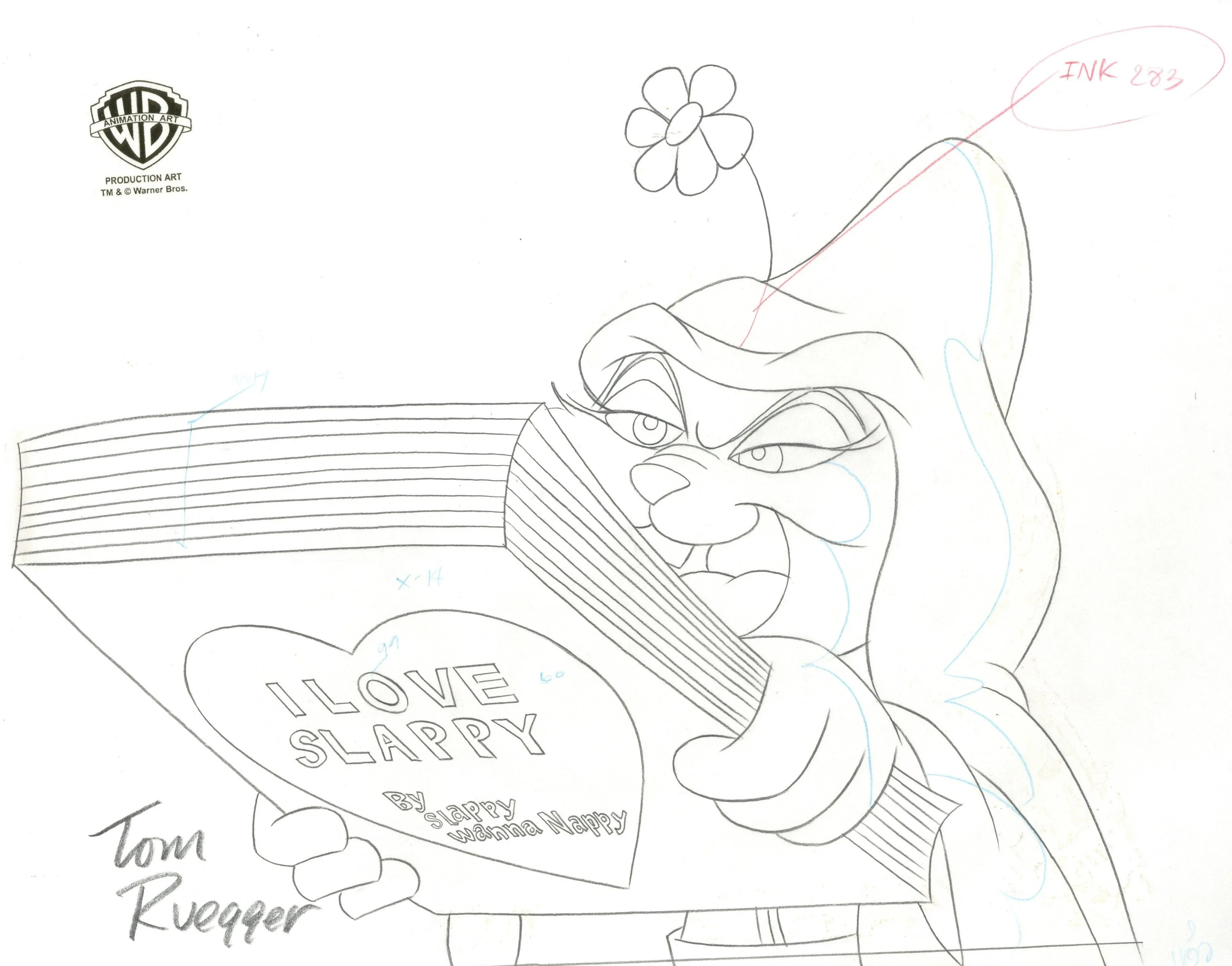 Pinky and the Brain Original Production Cel with Matching Drawing Signed by Tom Ruegger: Slappy