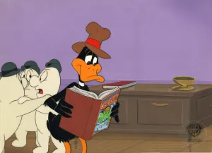 Quackbusters Original Production Cel on Original Background: Daffy Duck