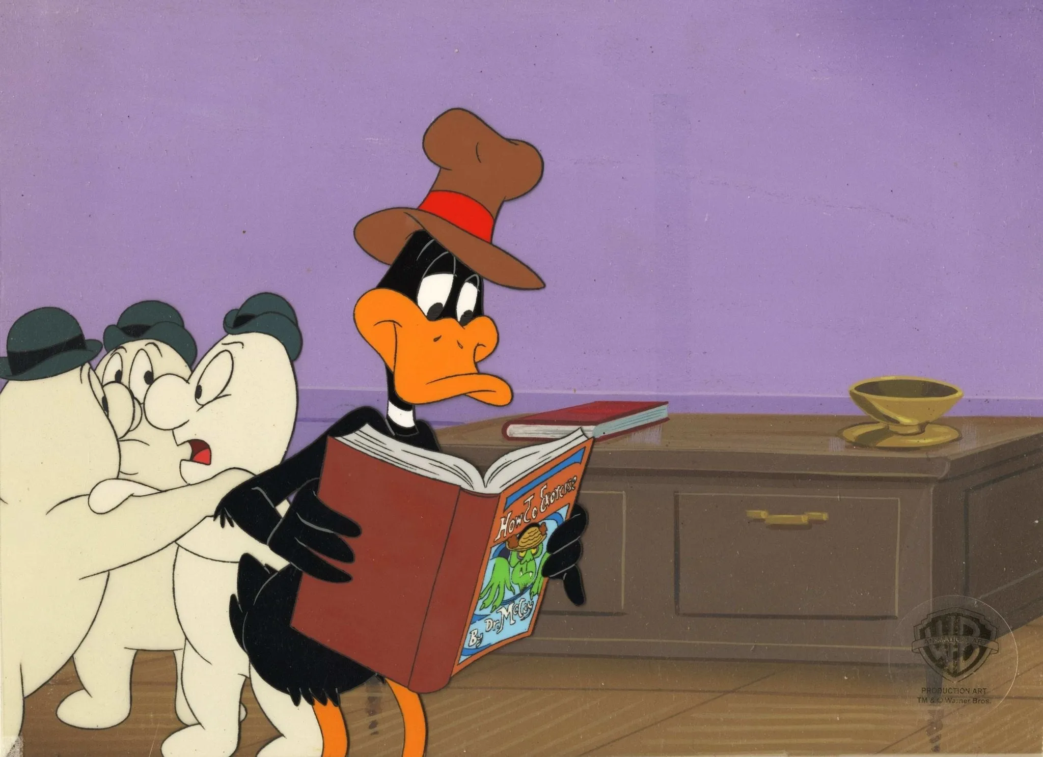 Quackbusters Original Production Cel on Original Background: Daffy Duck