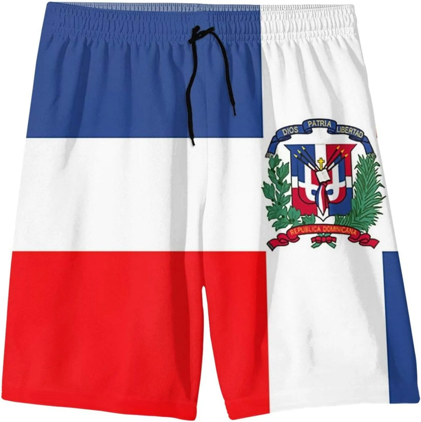 SARA NELL Men's Swim Trunks Dominican Republic Flag Surfing Beach Board Shorts Swimwear