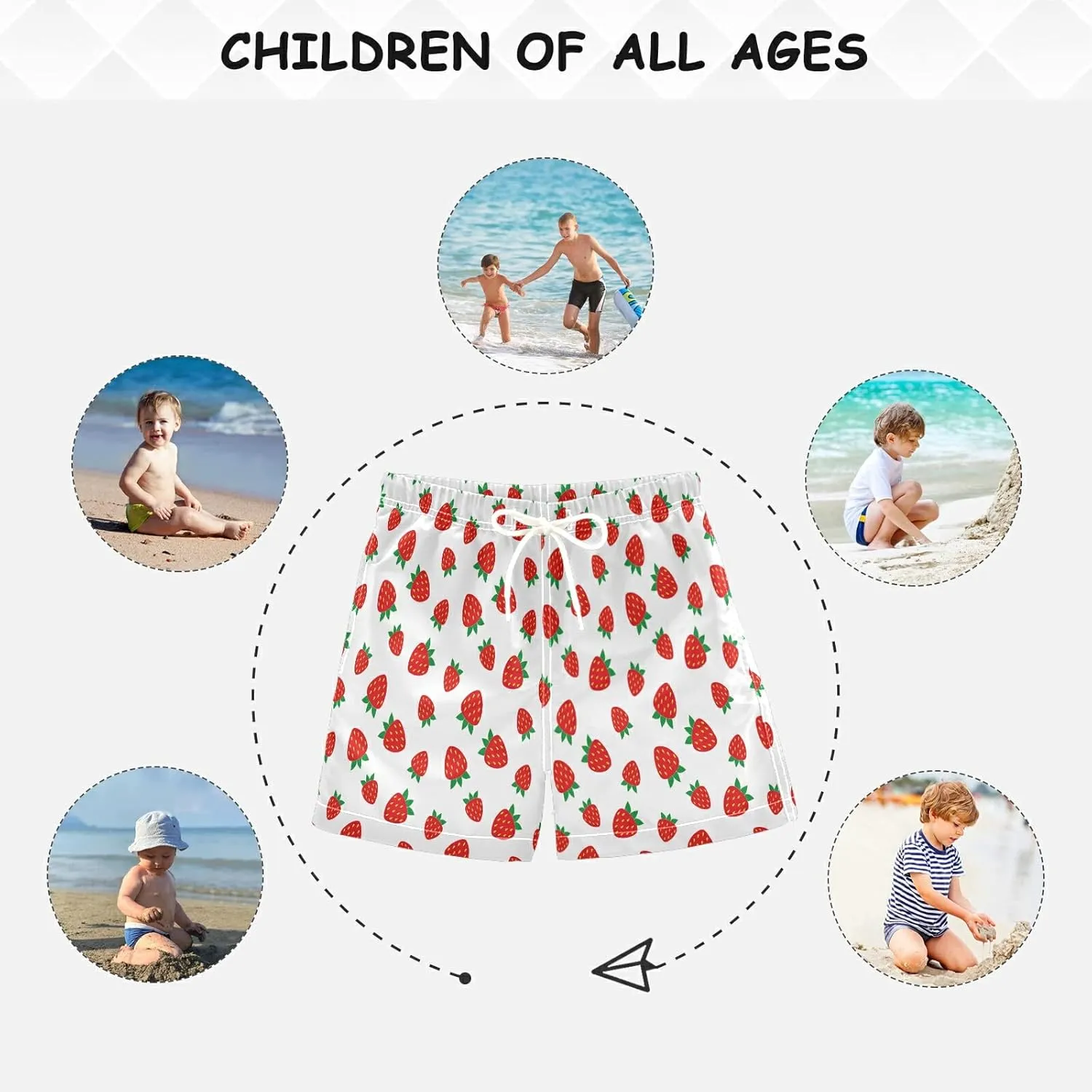 Strawberry Boys Swim Trunks Toddler Swim Board Shorts Quick Dry Little Boy Swimwear Bathing Suits