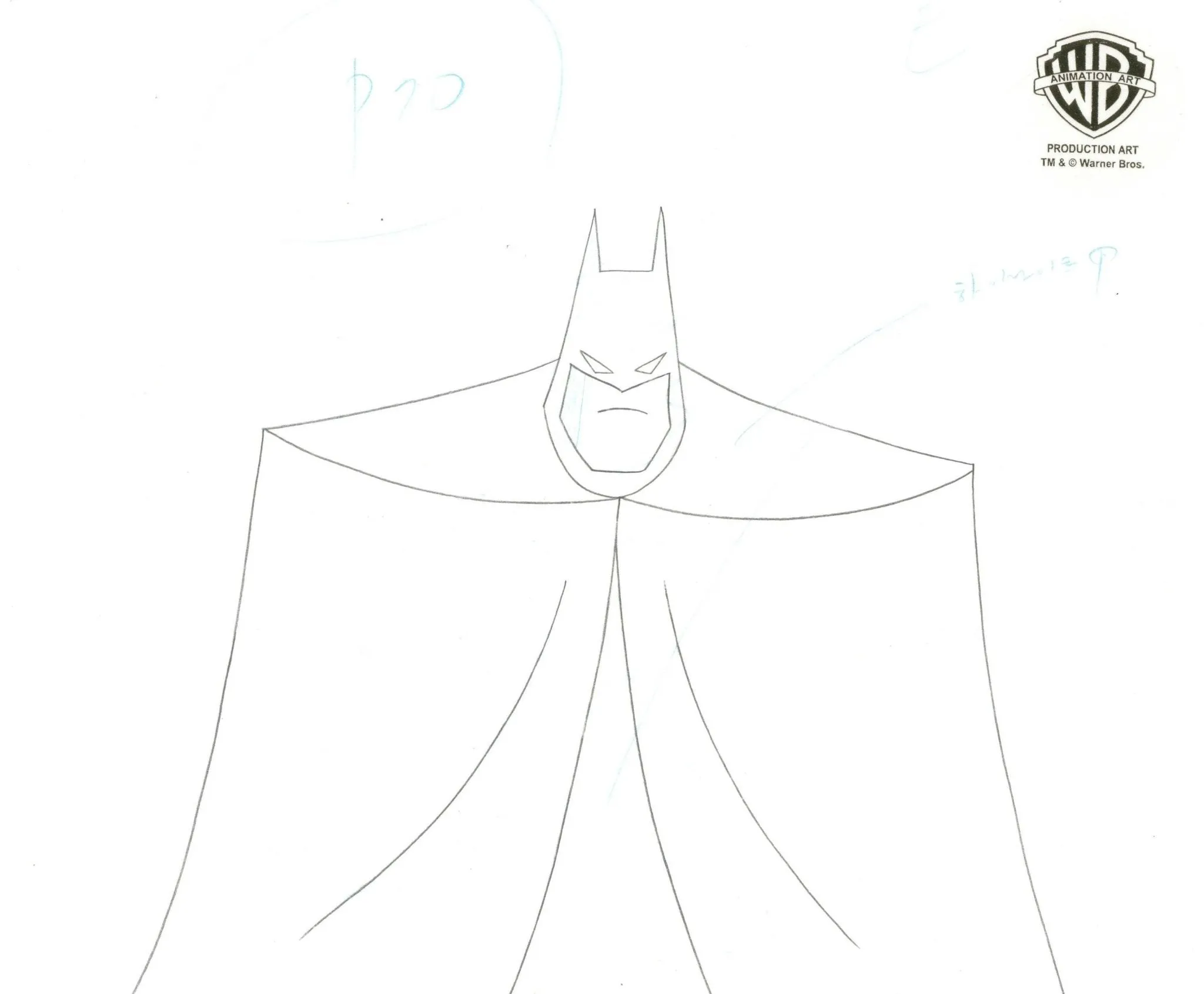 Superman the Animated Series Original Production Cel on Original Background with matching Drawing: Superbat