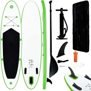 Ultimate Fun on Water with Inflatable Paddle Board Set, Durable EVA and Aluminum, Green and White