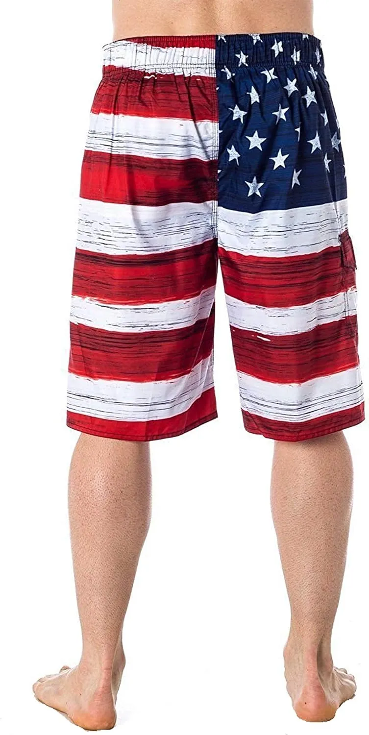US Apparel Licensed-Mart Men's American Flag Inspired Board Shorts