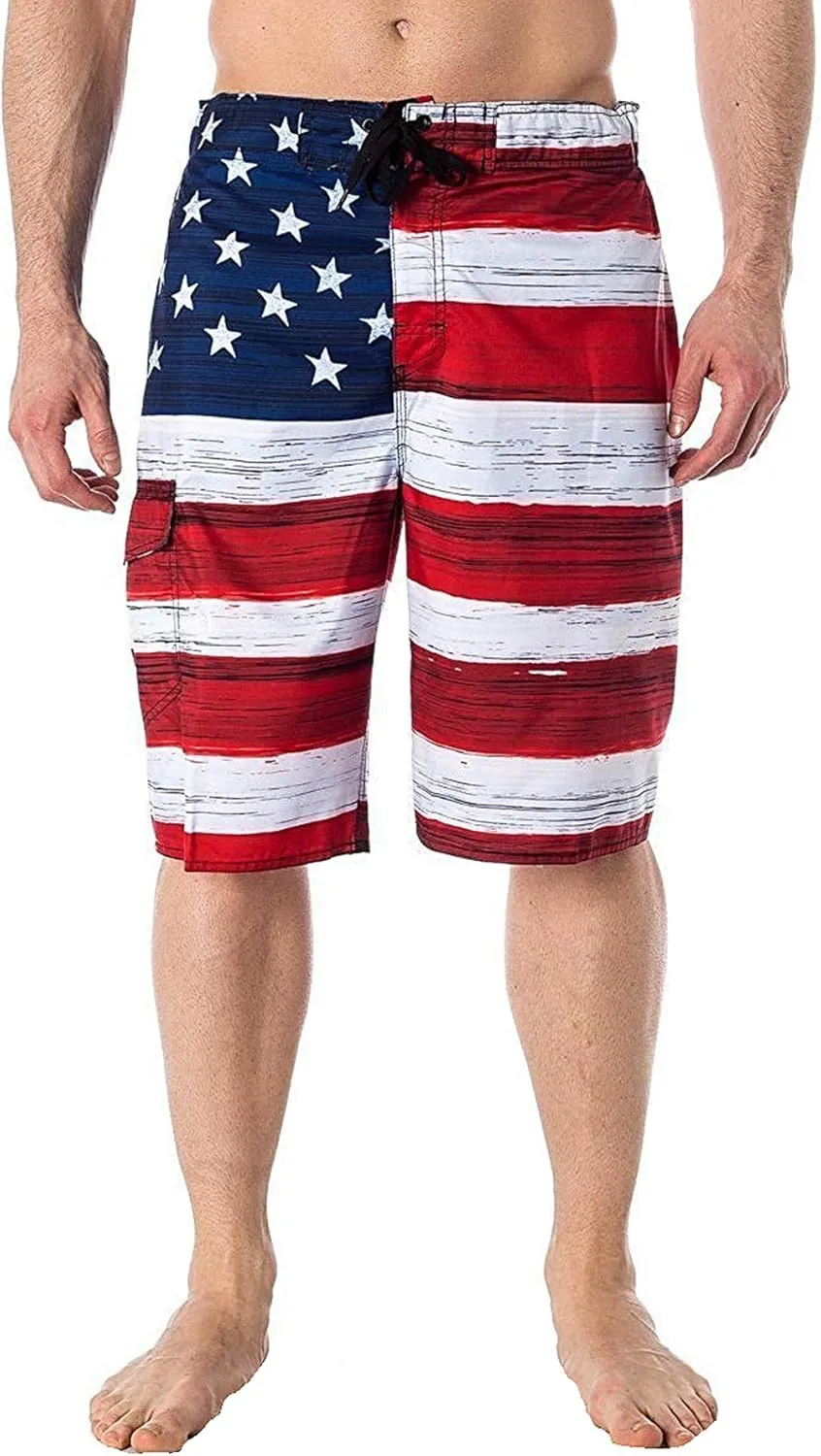 US Apparel Licensed-Mart Men's American Flag Inspired Board Shorts