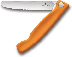 Victorinox Swiss Classic Foldable Paring Knife, Wavy Edge Orange 4.3 in