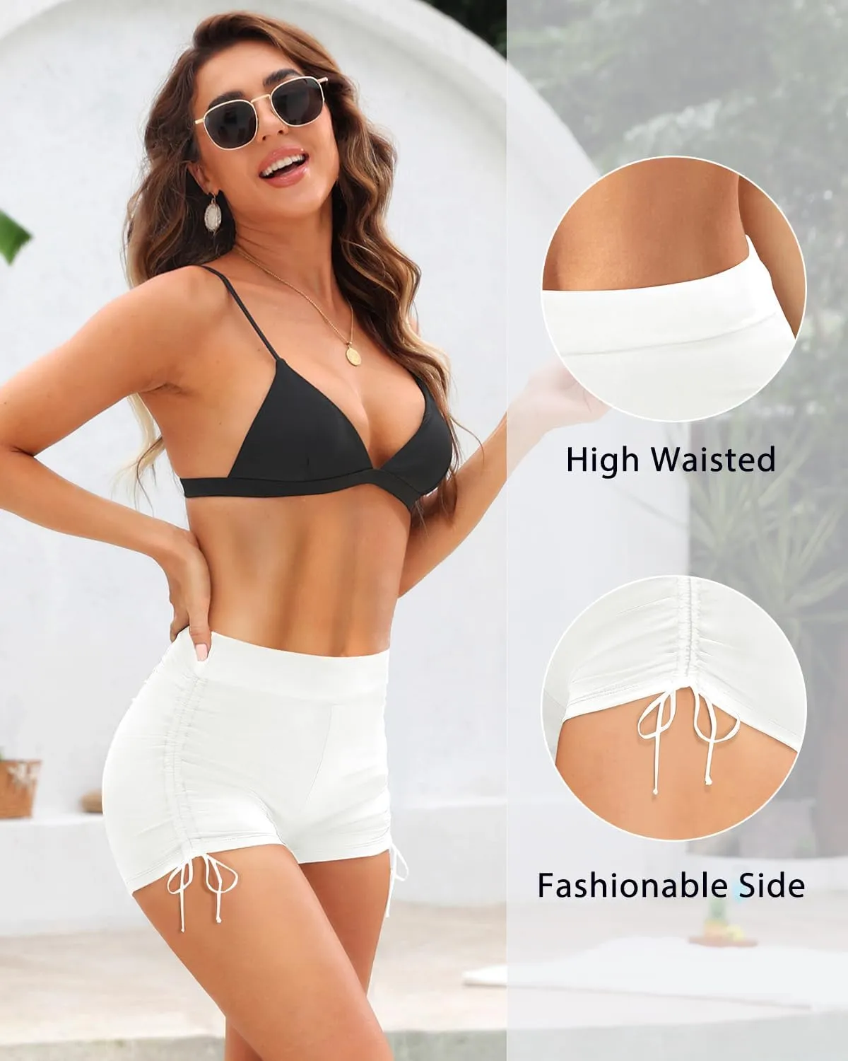 Yonique Women's Swim Shorts High Waisted Bathing Suit Bottoms Tummy Control Boy Shorts Board Shorts