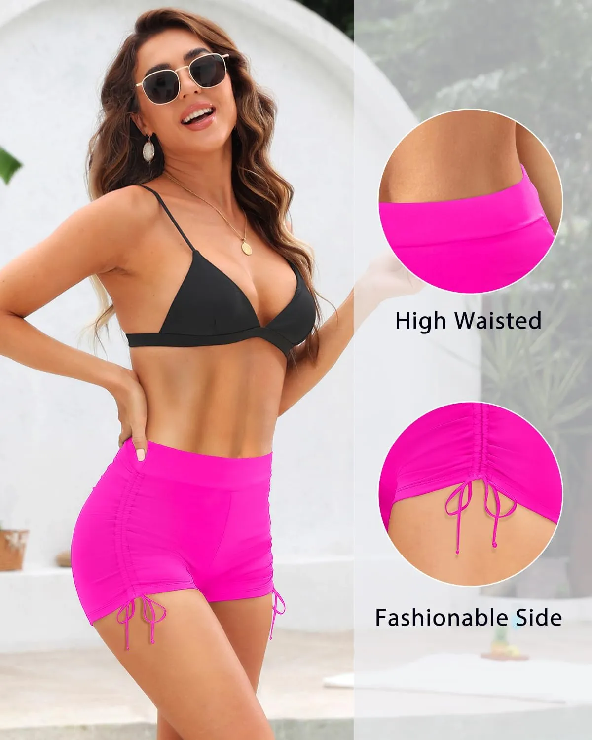 Yonique Women's Swim Shorts High Waisted Bathing Suit Bottoms Tummy Control Boy Shorts Board Shorts